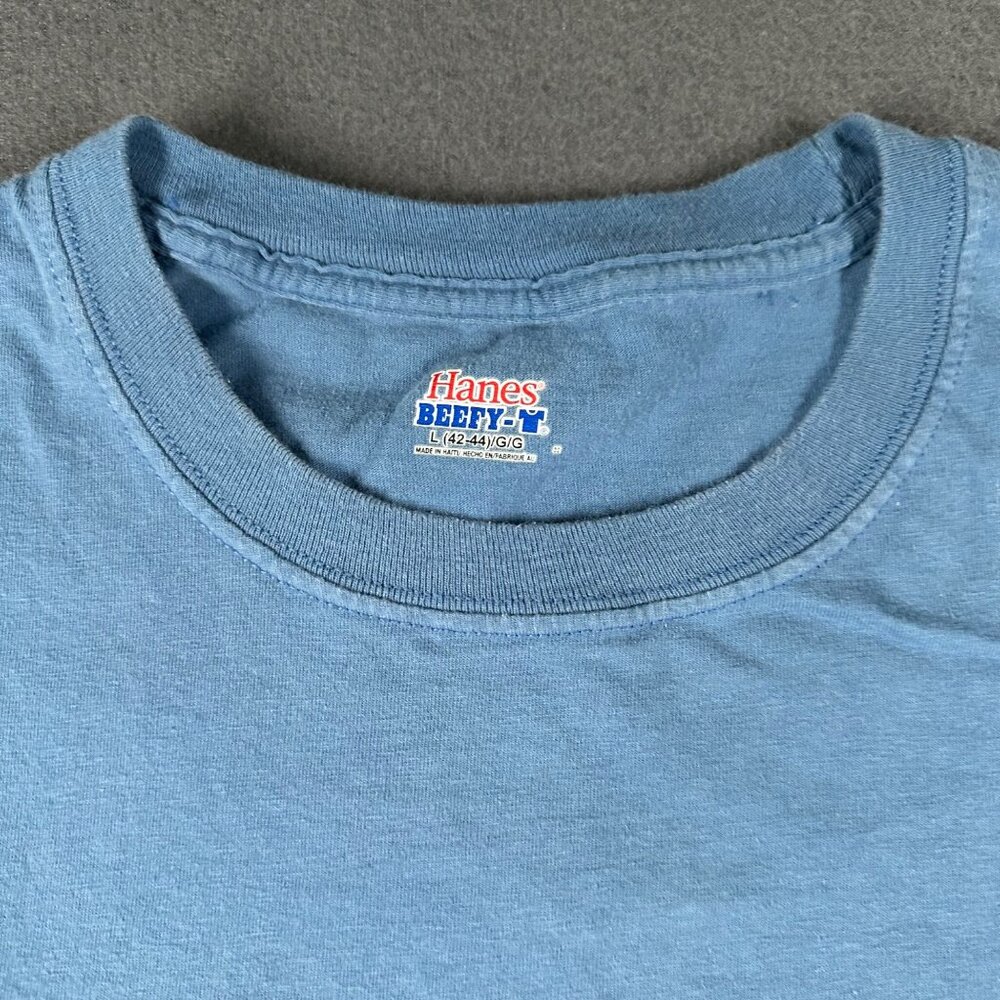 The Salty Dog Cafe Large Hanes Beefy-T Light Blue Crew Neck Short Sleeve T-shirt - Picture 3 of 8